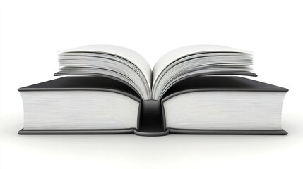 Fototapeta premium Open book with white pages on white background