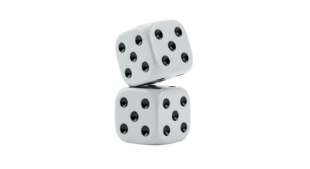 Isolated Stacked White Dice with Black Dots