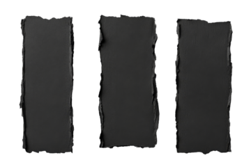 Elegant black torn paper on transparent background png for creative design artistic presentation white space concept