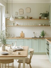 A light and airy kitchen interior with nice decor