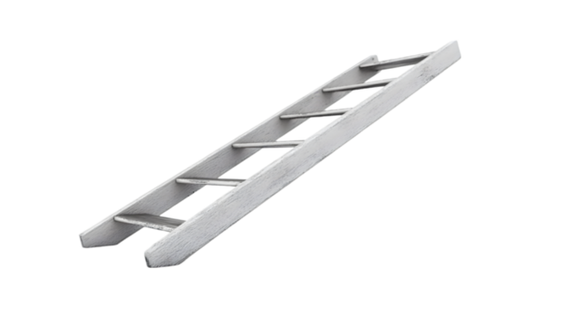 3D Render Illustration - White Wooden Ladder Isolated on Black Background - Powered by Adobe