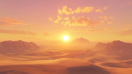 A beautiful sunset over rolling sand dunes