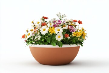 Fototapeta premium 3D Potted Flower Arrangement Isolated and White Background 