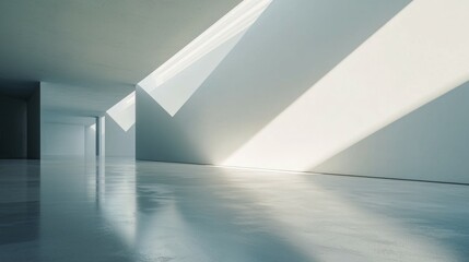 Obraz premium Minimalist Interior with Dramatic Light and Geometric Shadows