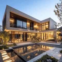Fototapeta premium Luxury real estate with a modern building design
