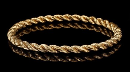 Obraz premium A twisted rope-style gold necklace set on a sleek black background for high contrast