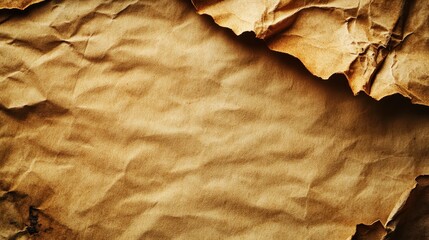 "Textured, wrinkled paper on a rich brown background."