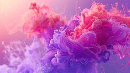 Obraz premium Intricate swirls of vibrant colors mimic the movement of ink as it disperses gracefully in water, illuminated softly