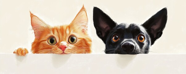 Two curious cats and a playful dog gaze at a whiteboard.