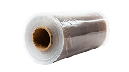 Packaging action industrial setting product photography clean environment close-up view stretch film roll for shipping and storage