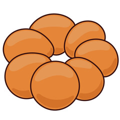 Bread Bakery Drawn Craft hand made Product. Doodle Bread Symbol Isolated on White. Outline Healthy fresh Food Business Symbol Icon.  Gluten Wheat Dessert. Morning Breakfast Sweet and Tasty Theme.