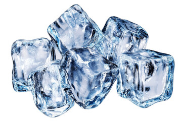 Fototapeta premium Ice cubes on transparent background png format clear visuals studio setting high-quality imagery