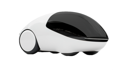 Autonomous electric vehicle showcase urban environment digital render futuristic design close-up angle innovation in transportation