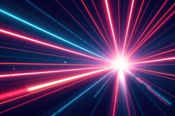 Abstract Radiating Lines of Light, a Futuristic Energy Burst in Vivid Pink and Blue Hues