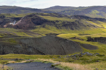 Fototapeta premium landscape in the green mountains of Iceland