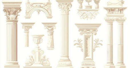 Obraz premium Set of different classic pillars