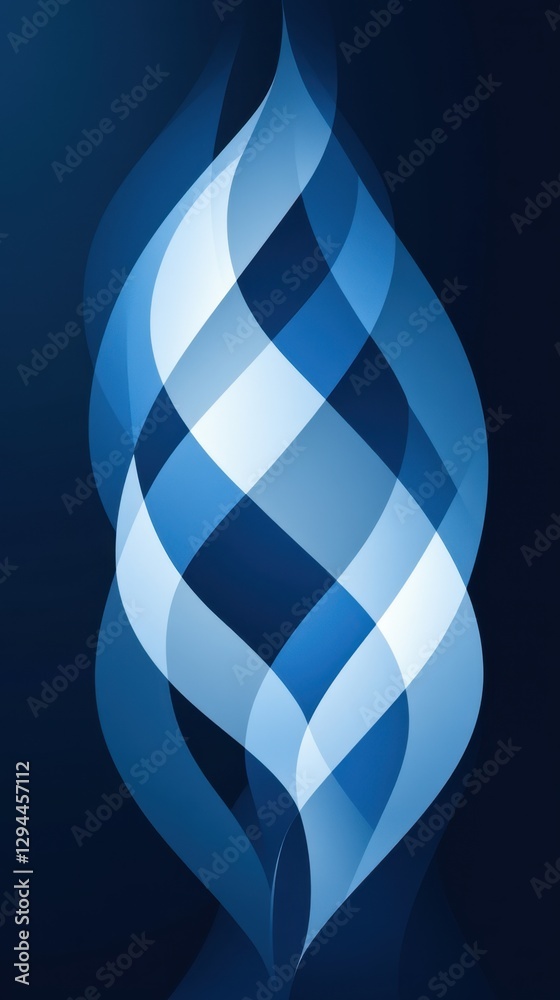 Poster abstract blue wave pattern on a dark background creating a sense of depth and movement for modern de