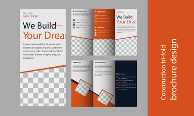 Corporate construction and home renovation trifold brochure design, Professional trifold brochure design. Construction Farm Marketing Brochure