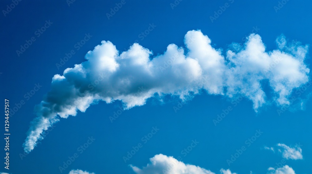 Poster a playful cloud stretches elegantly across a vivid blue sky, creating delightful patterns as sunligh