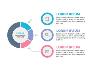Business infographic design template with 3 options, steps or processes, Editable vector illustration.