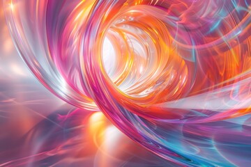 Obraz premium A vibrant swirl of colors creates a captivating holographic effect, energized and softly illuminated