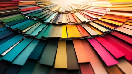 Visually striking display of a bright and bold spectrum of color swatches arranged in a captivating creative and aesthetically pleasing layout showcasing an energetic and expressive expression