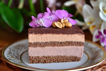 Decadent Layered Chocolate and Peanut Butter Mousse Cake   A Creamy Indulgent Gourmet Dessert