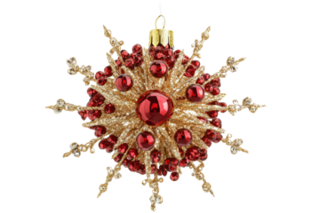 Golden christmas ornament holiday decoration png with transparency background white setting festive concept