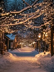 Snowy Street with Trees