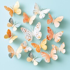 Aesthetic illustration showcasing fluttering butterflies in springtime.