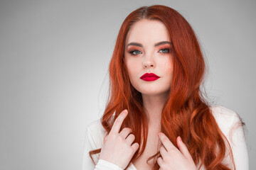 red head woman studio shoot
