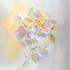 Fototapeta premium Soft pastel tones create a serene Spring background.
