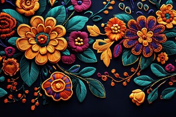 Captivating luxury fabric art with an abstract floral theme.