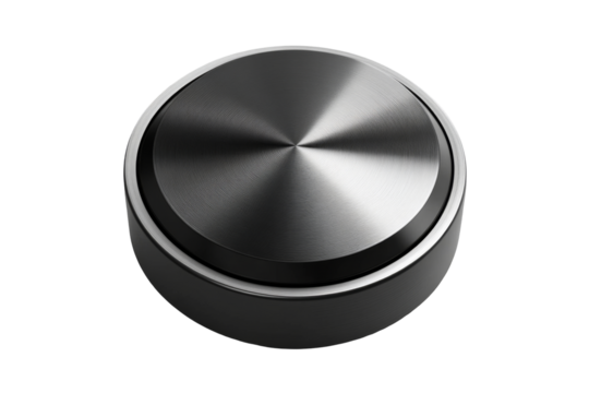 Sleek black knob design studio png with transparent background white minimalist concept
