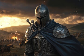 Naklejka premium A valiant Celtic knight clad in shining armor.