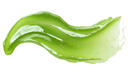 Aloe vera gel smear with natural hydration texture, fresh botanical skincare ingredient, isolated on white background, PNG format