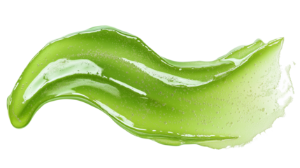 Aloe vera gel smear with natural hydration texture, fresh botanical skincare ingredient, isolated on white background, PNG format