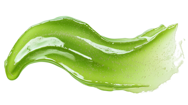 Aloe vera gel smear with natural hydration texture, fresh botanical skincare ingredient, isolated on white background, PNG format