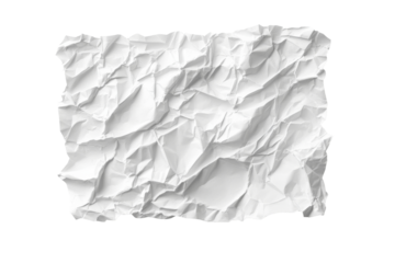 Crumpled white paper transparency background png format clean and minimal design soft lighting