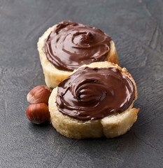 Slice of bread with chocolate spread
