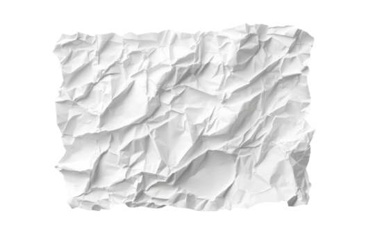 Crumpled white paper transparency background png format clean and minimal design soft lighting