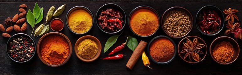 Explore this digital illustration highlighting the rich variety of spices essential to Indian cuisine.