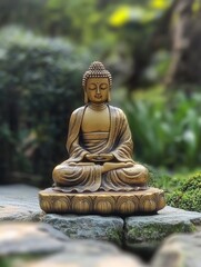 Fototapeta premium Buddha Statue on Rock