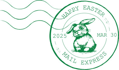 Happy Easter bunny rubber stamp