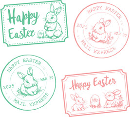 Happy Easter set of rubber stamps