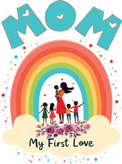 Mom My First Love Vintage T-Shirt Design.eps