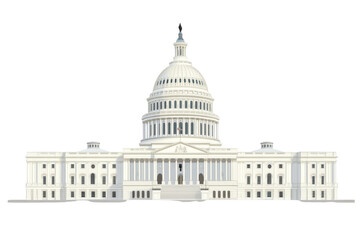 Obraz premium Iconic white capitol building washington d.C. Png with transparency background architectural illustration clear view civic concept