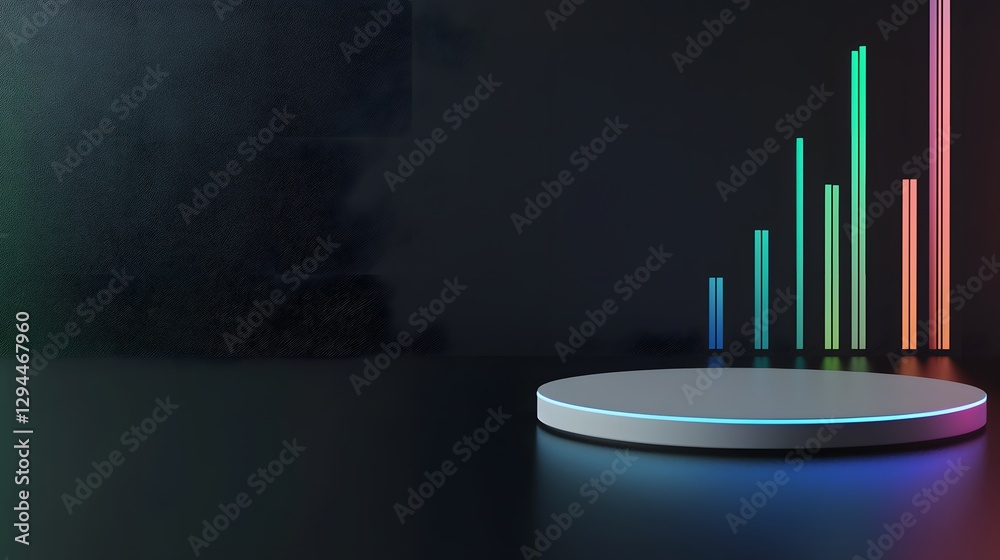 Poster elegant round table featuring a colorful light source creating a cozy and inviting atmosphere in a m