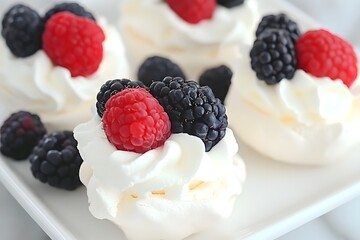 Mini Pavlovas with Whipped Cream and Fresh Berries   Elegant Dessert Treat