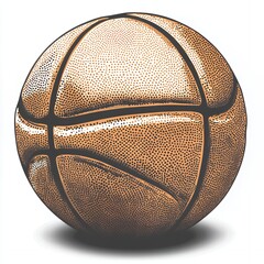 Fototapeta premium Classic Brown Leather Basketball Ball Close Up Studio Shot Graphic Design Element